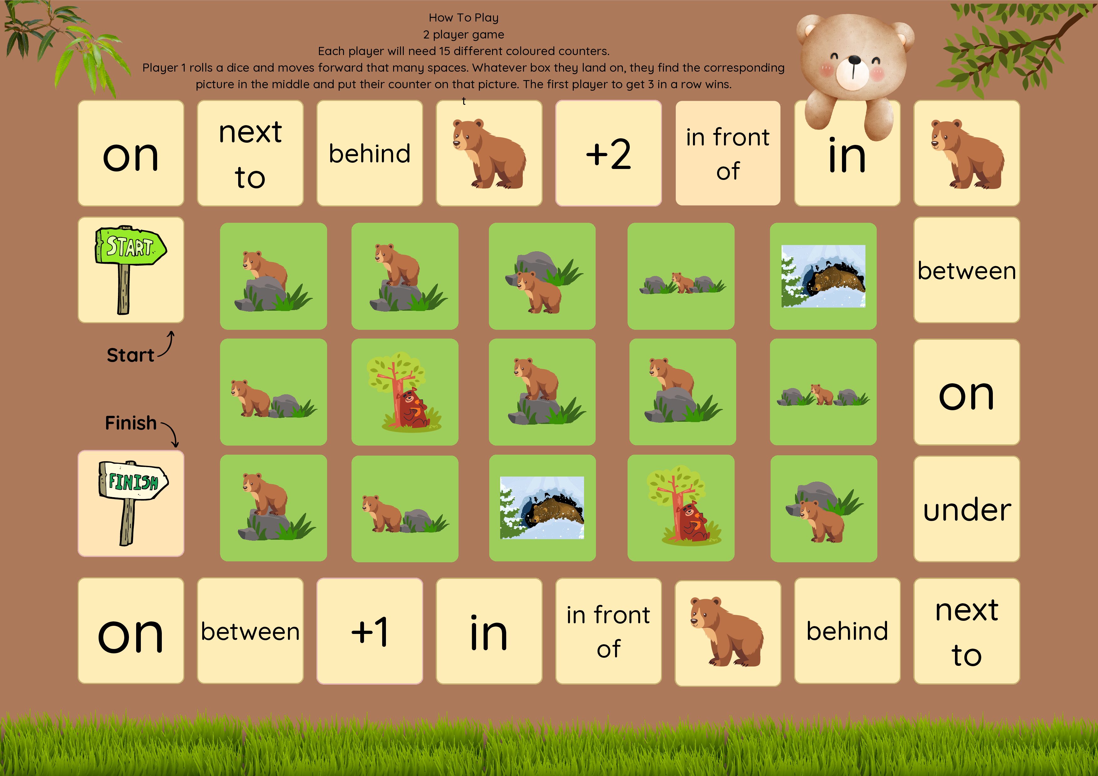 Going on a Bear Hunt Preposition Board Game