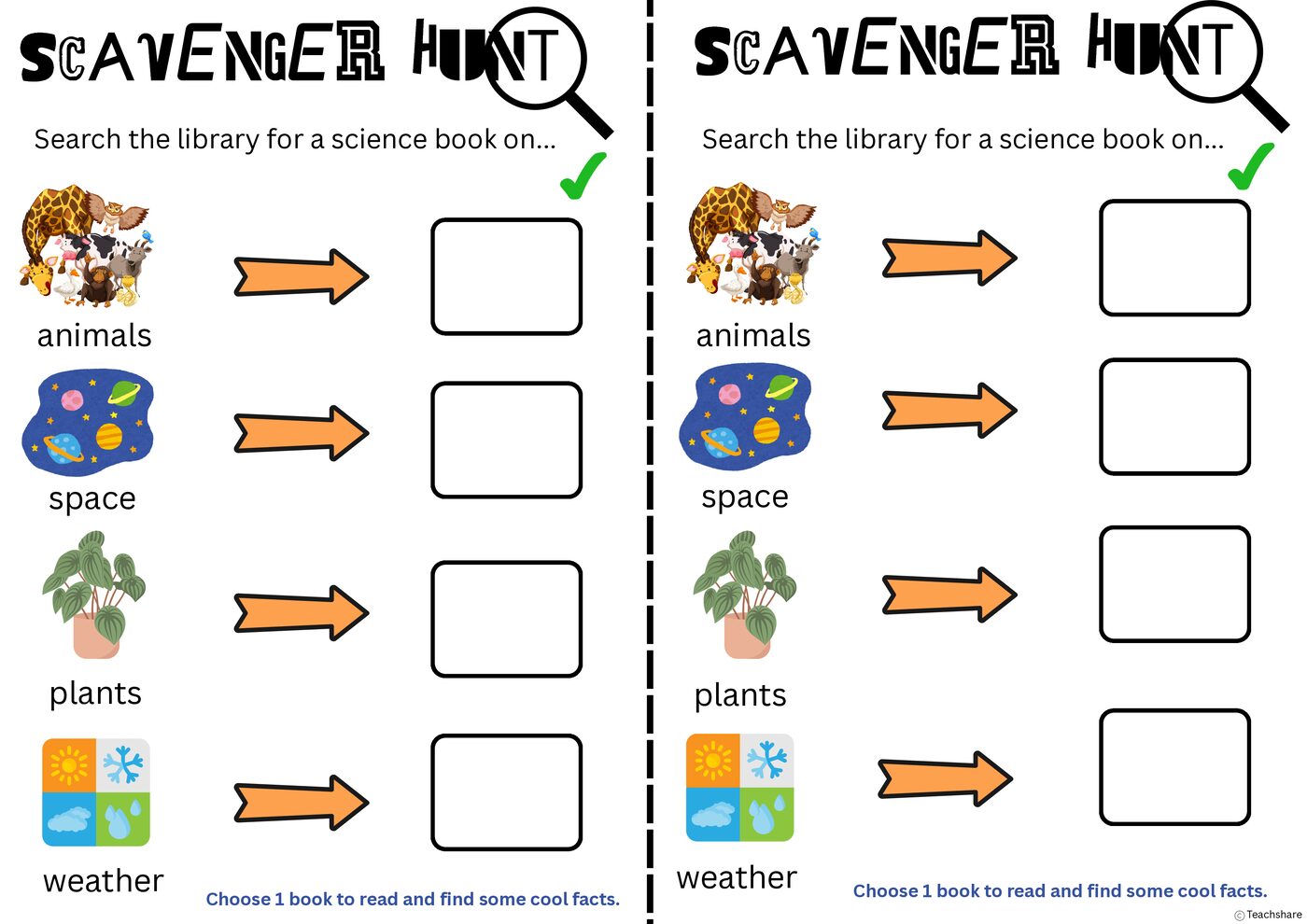 Library Scavenger Hunt- Science Books
