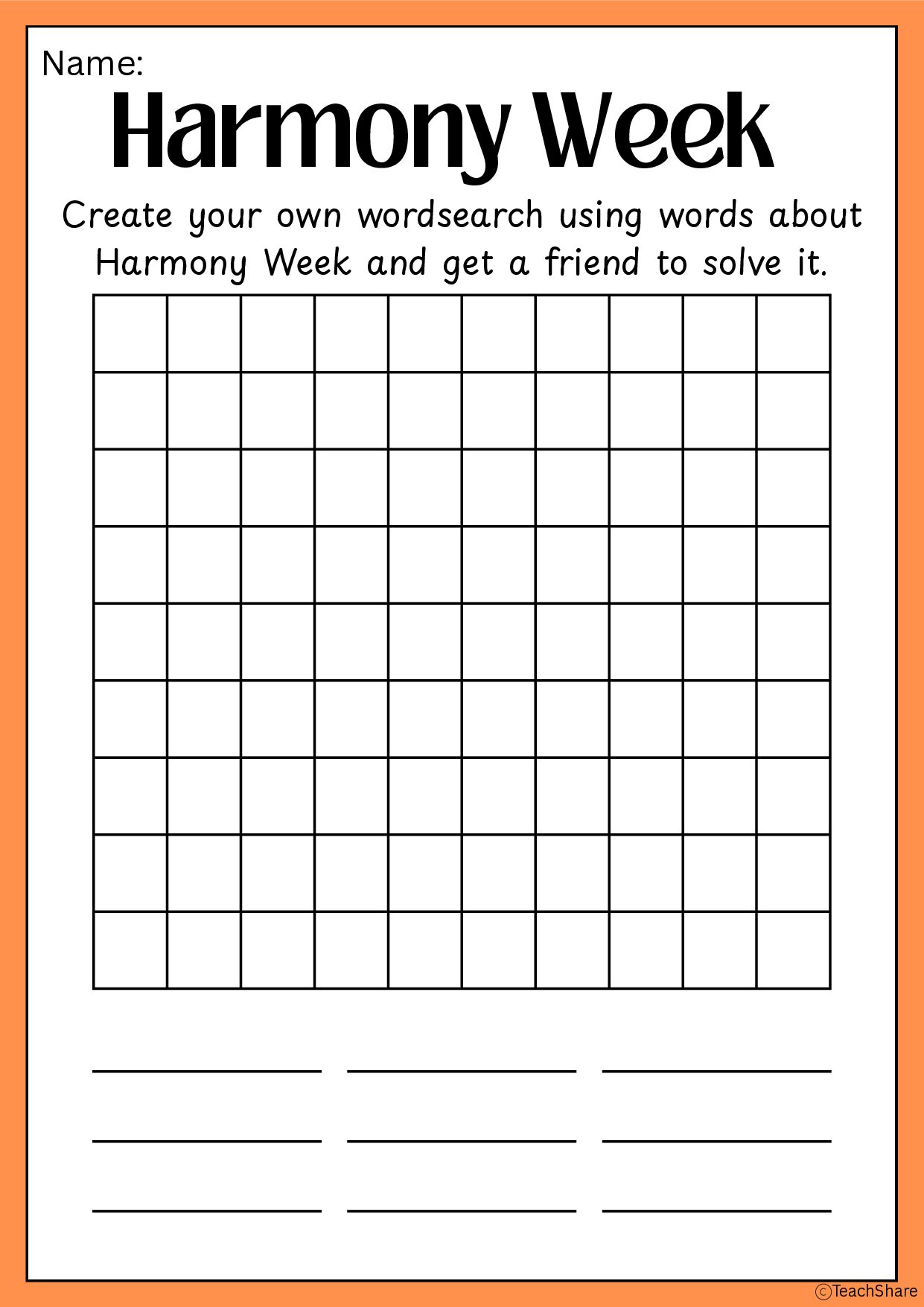 DIY Harmony Week Wordsearch